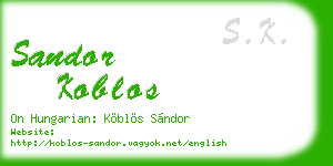 sandor koblos business card